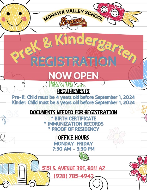 Pre-Kindergarten and kindergarten registration flyer