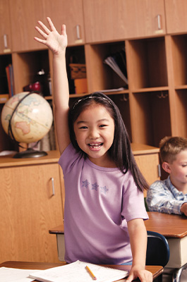 Female student raising her hand